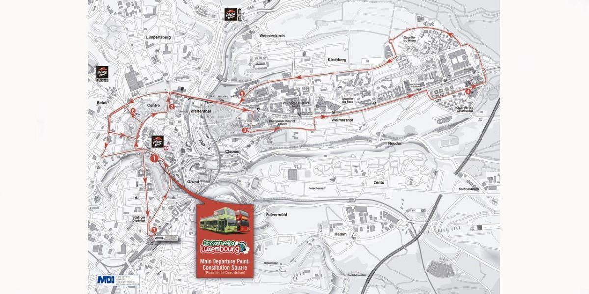 mapa hop on hop off Luxembursko