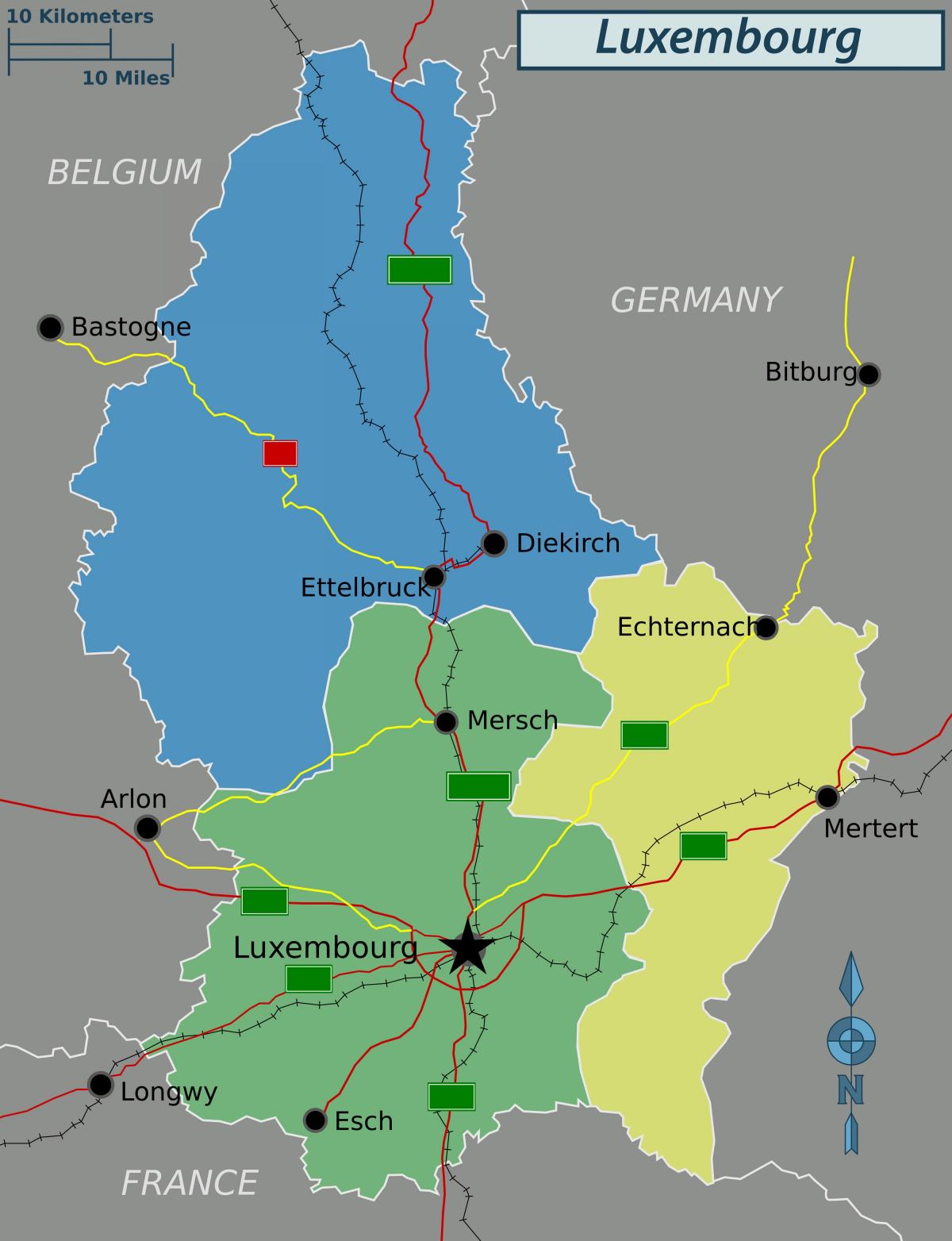 mapa Luxembursko politické