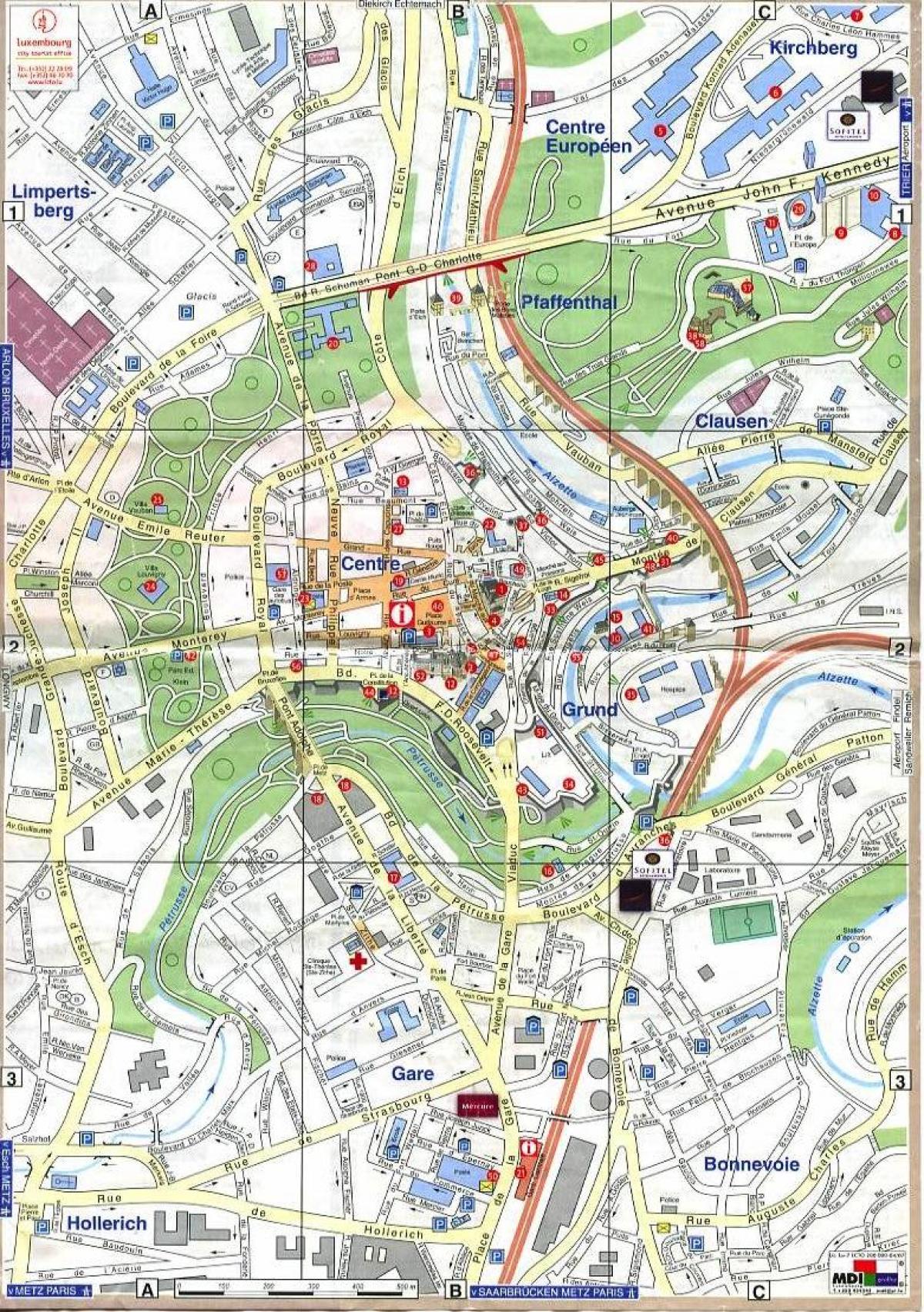mapa Luxemburský staré mesto