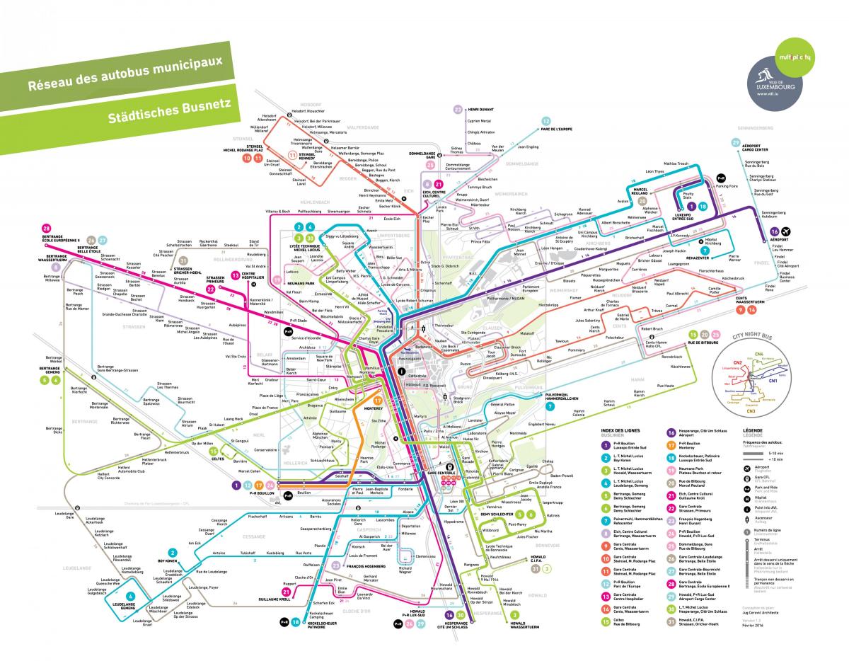 mapa Luxembursko verejnej dopravy