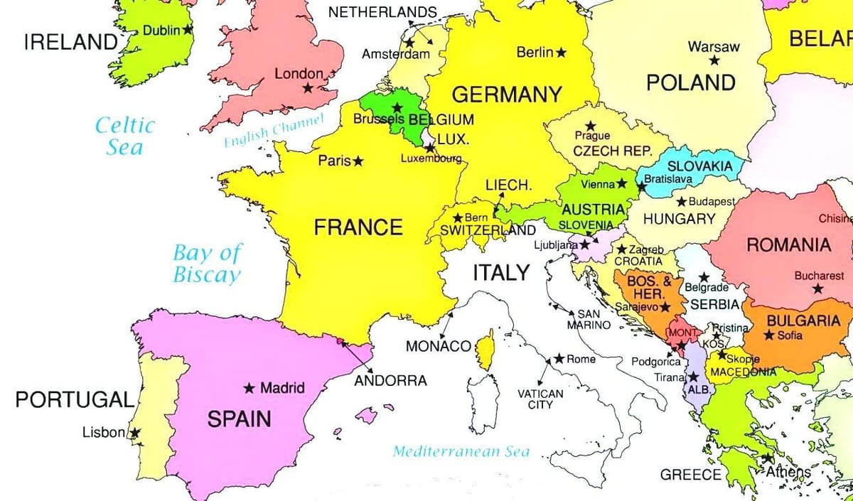 mapa európy ukazuje Luxembursko