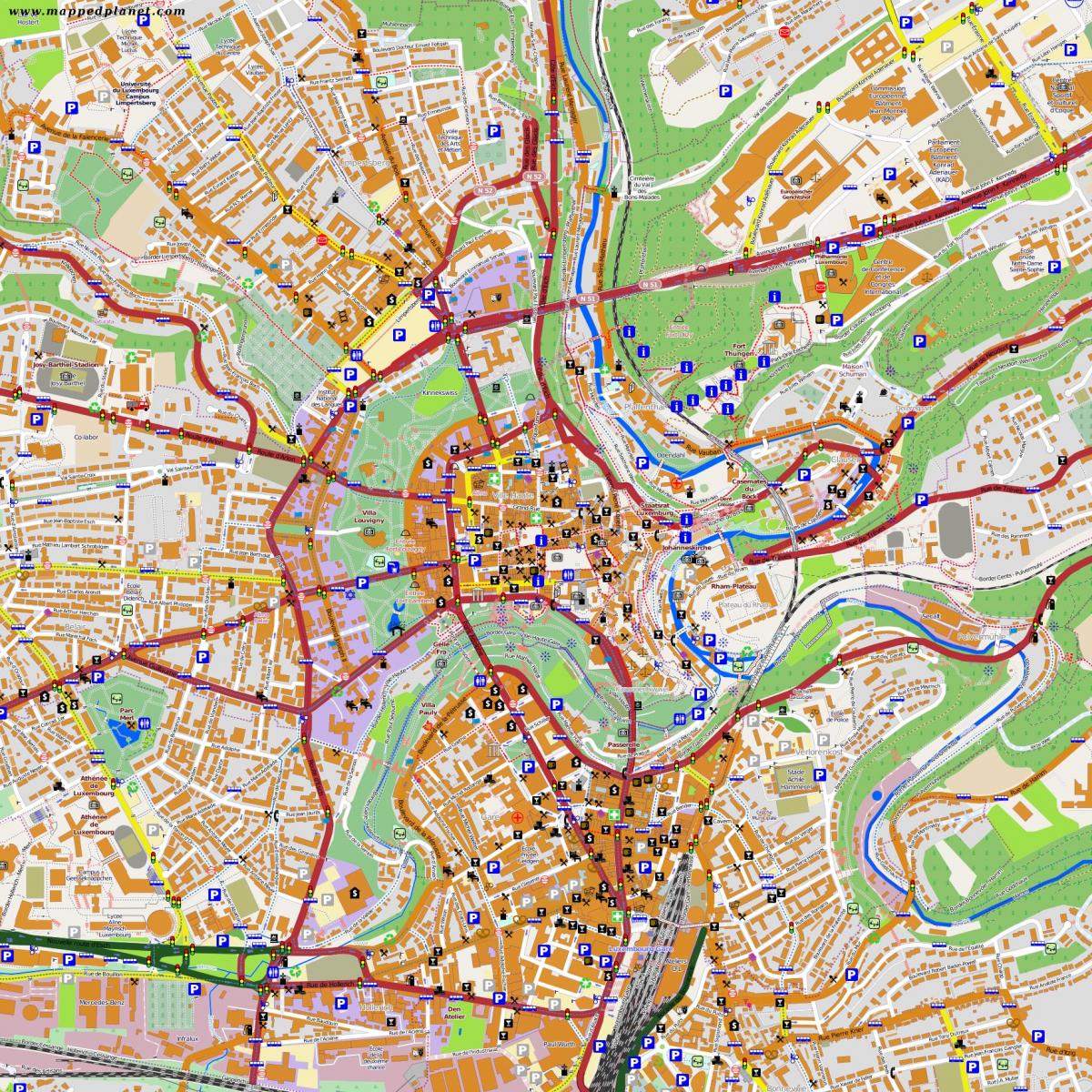 mapa Luxembursko centra mesta