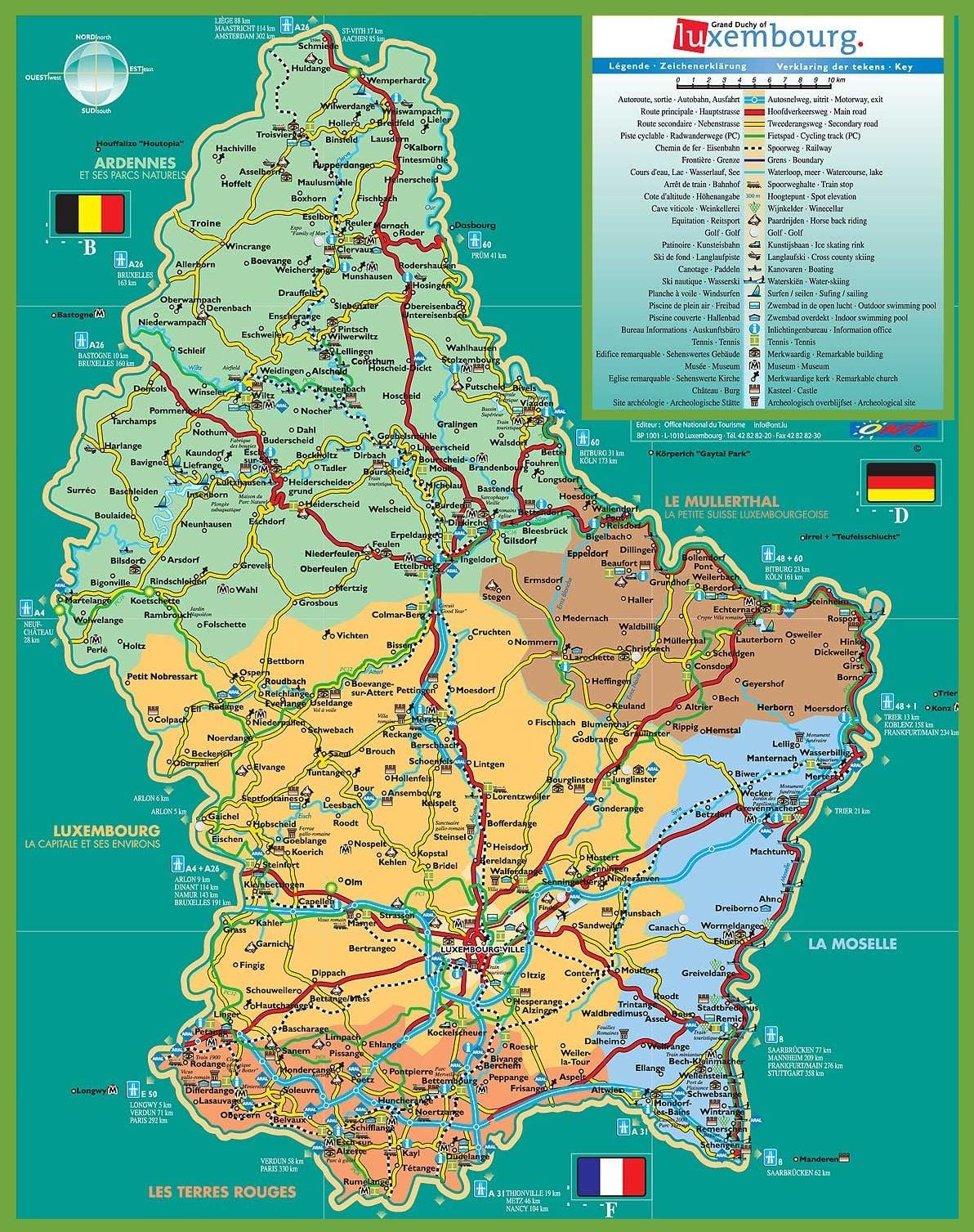 Luxembursko meste turistická mapa