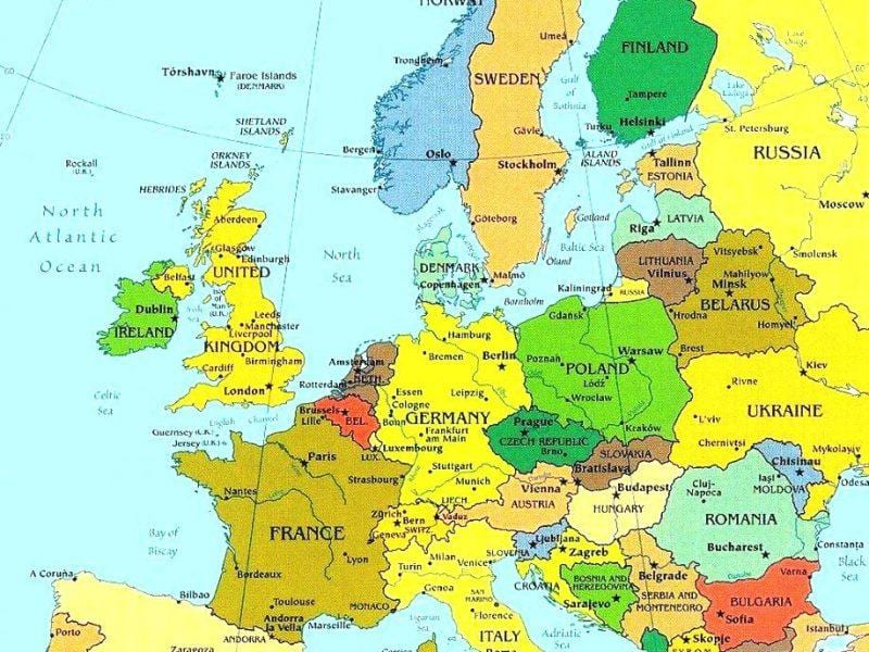mapa Luxembursko a okolitých krajín